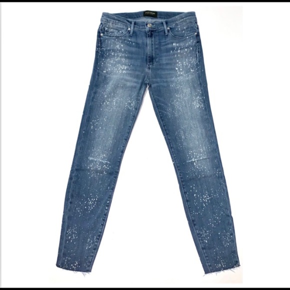 NEW Black Orchid Noah Frayed Splatter-Paint Jeans size 30 Blue - Picture 5 of 7